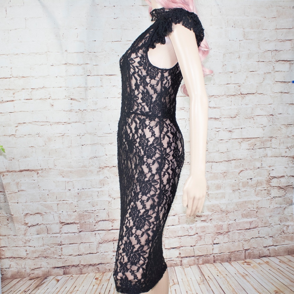 Choker top black lace con dress